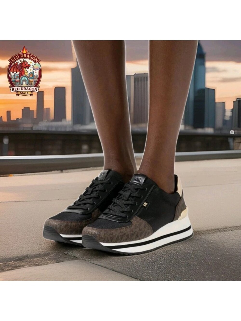 Michael Kors Monique Knit Trainer Running Sneakers Brown - Women's Size 10 - Picture 3 of 12